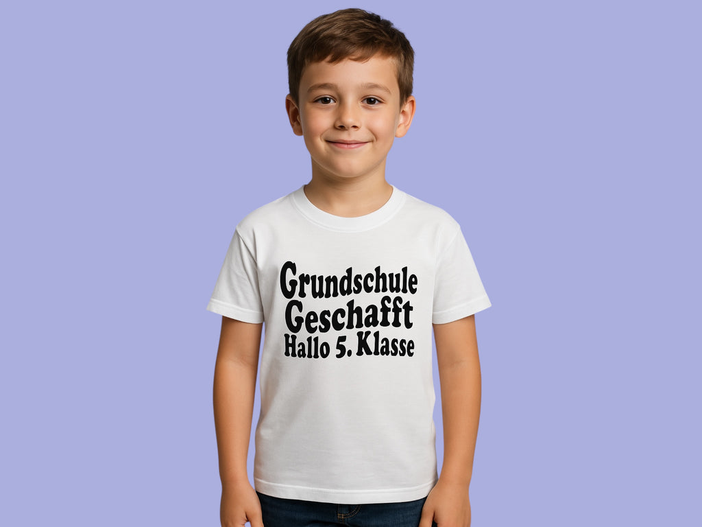 Grundschulabschluss T-Shirt „Grundschule geschafft Hallo 5. Klasse“