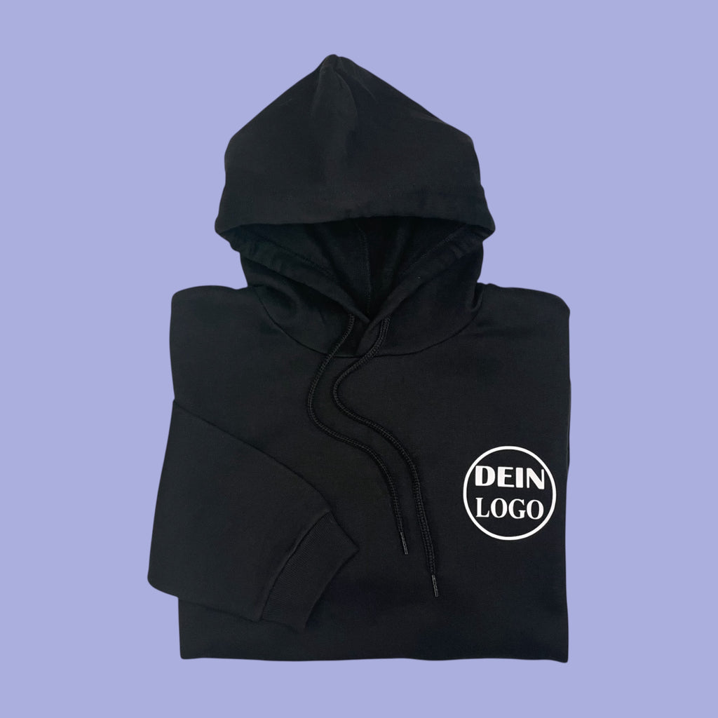 Schwarzer Unisex Hoodie personalisiert mit Vereinslogo