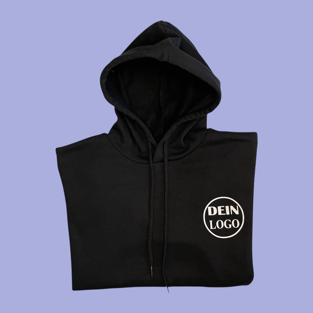 Schwarzer Unisex Hoodie personalisiert mit Vereinslogo