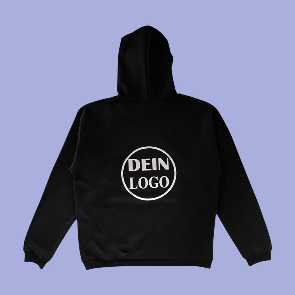 Schwarzer Unisex Hoodie personalisiert mit Vereinslogo