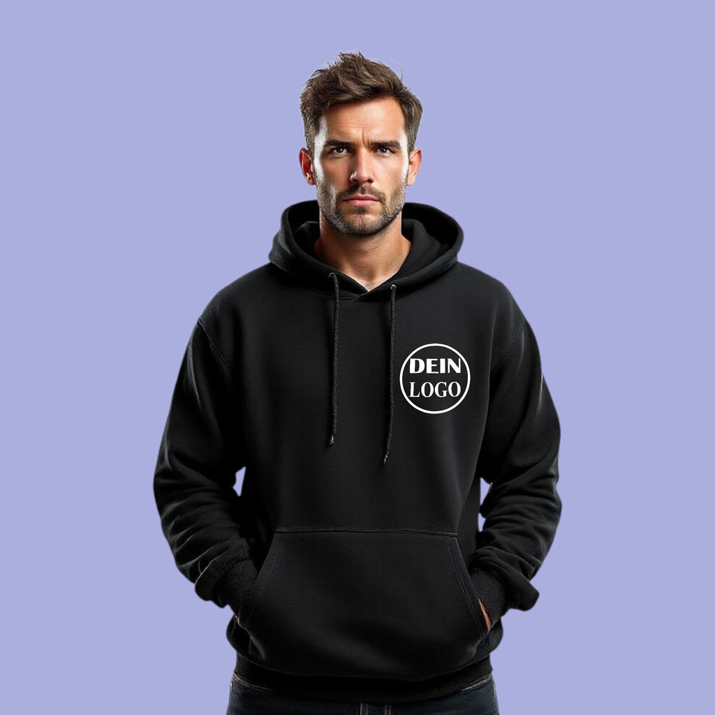 Schwarzer Unisex Hoodie personalisiert mit Vereinslogo