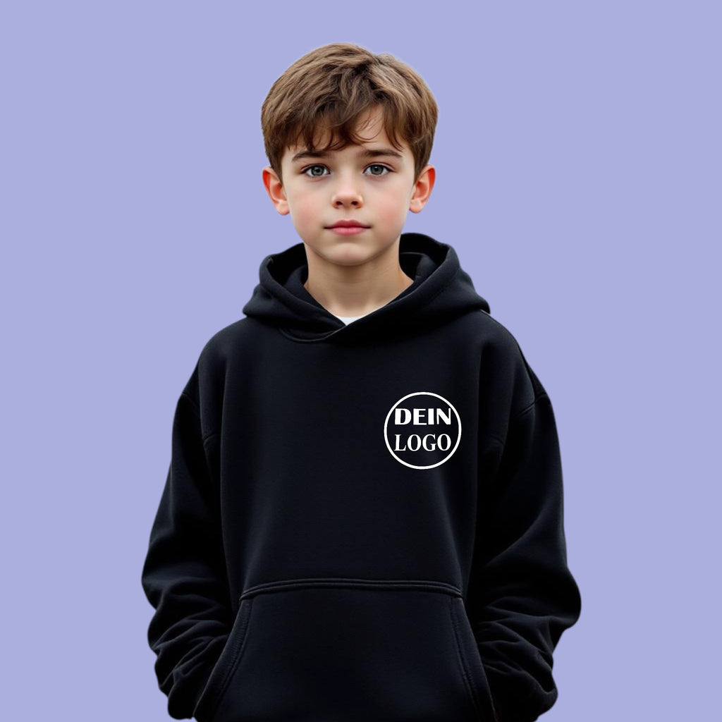 Schwarzer Unisex Hoodie personalisiert mit Vereinslogo