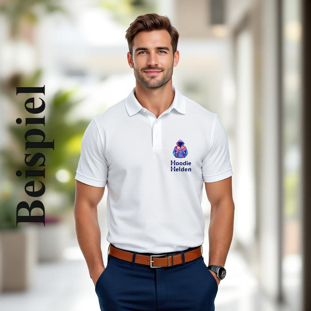 Weißes Herren Poloshirt personalisiert mit Firmenlogo