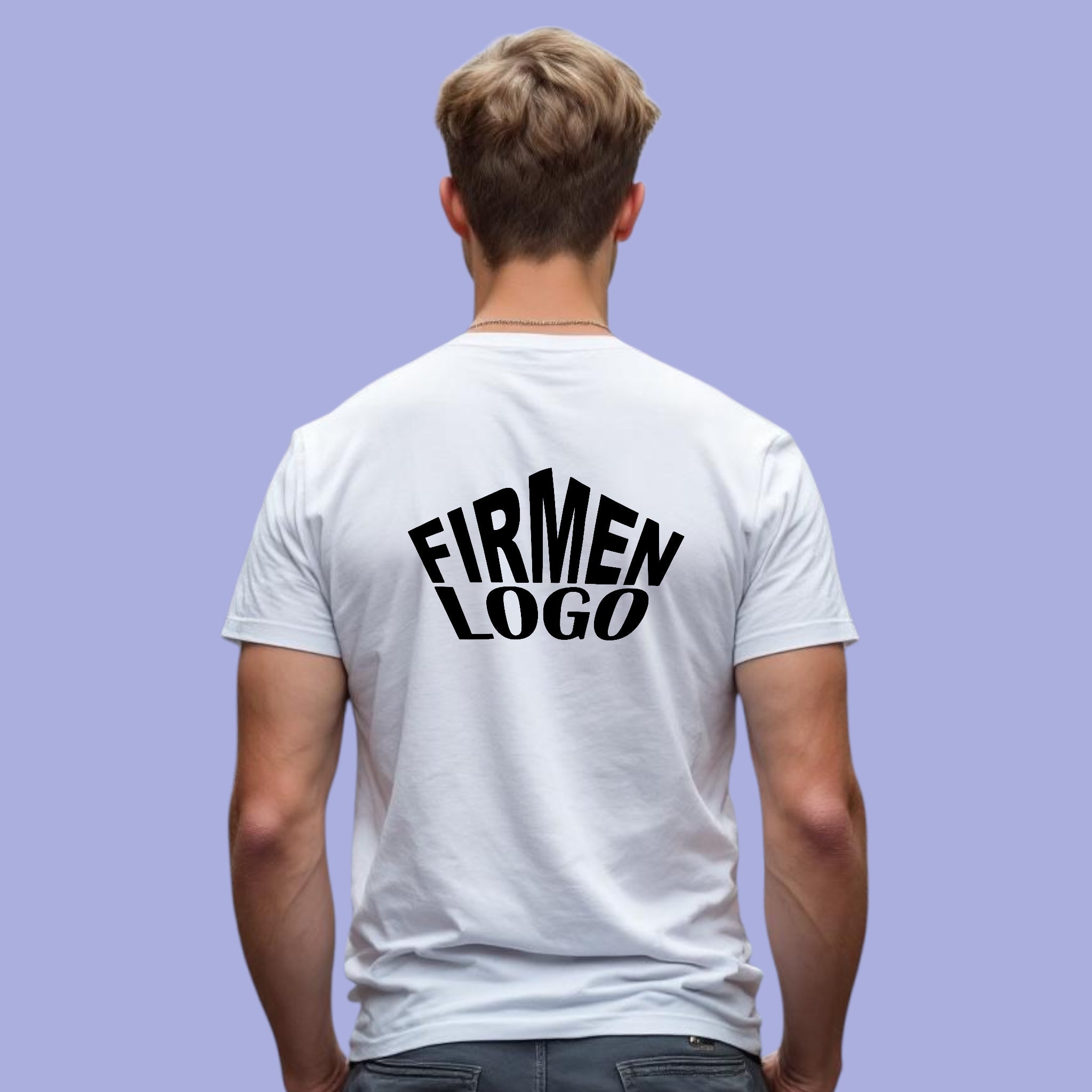 Weißes Herren T‑Shirt personalisiert mit Firmenlogo
