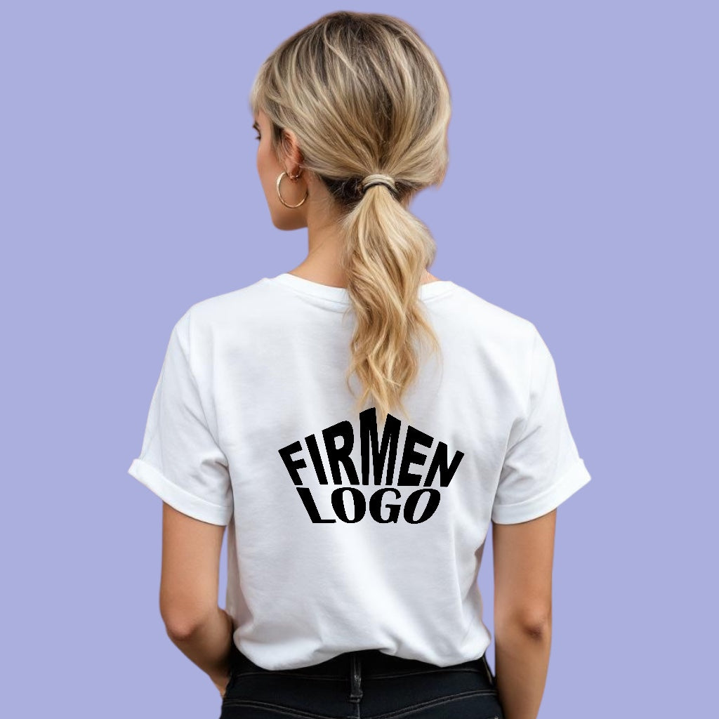 Weißes Damen T-Shirt personalisiert mit Firmenlogo