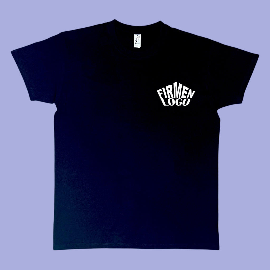Schwarzes Herren T‑Shirt personalisiert mit Firmenlogo