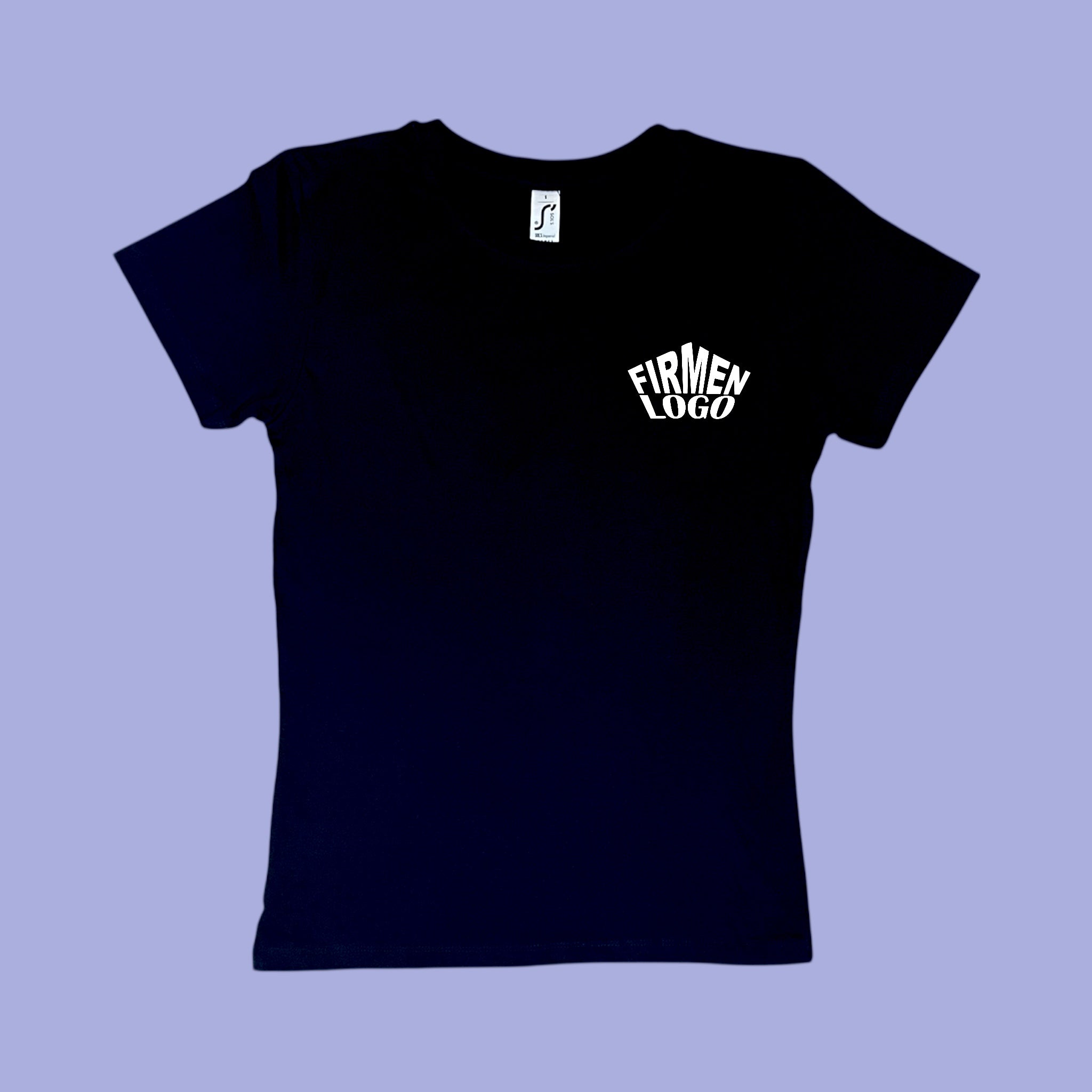 Schwarzes Damen T‑Shirt personalisiert mit Firmenlogo