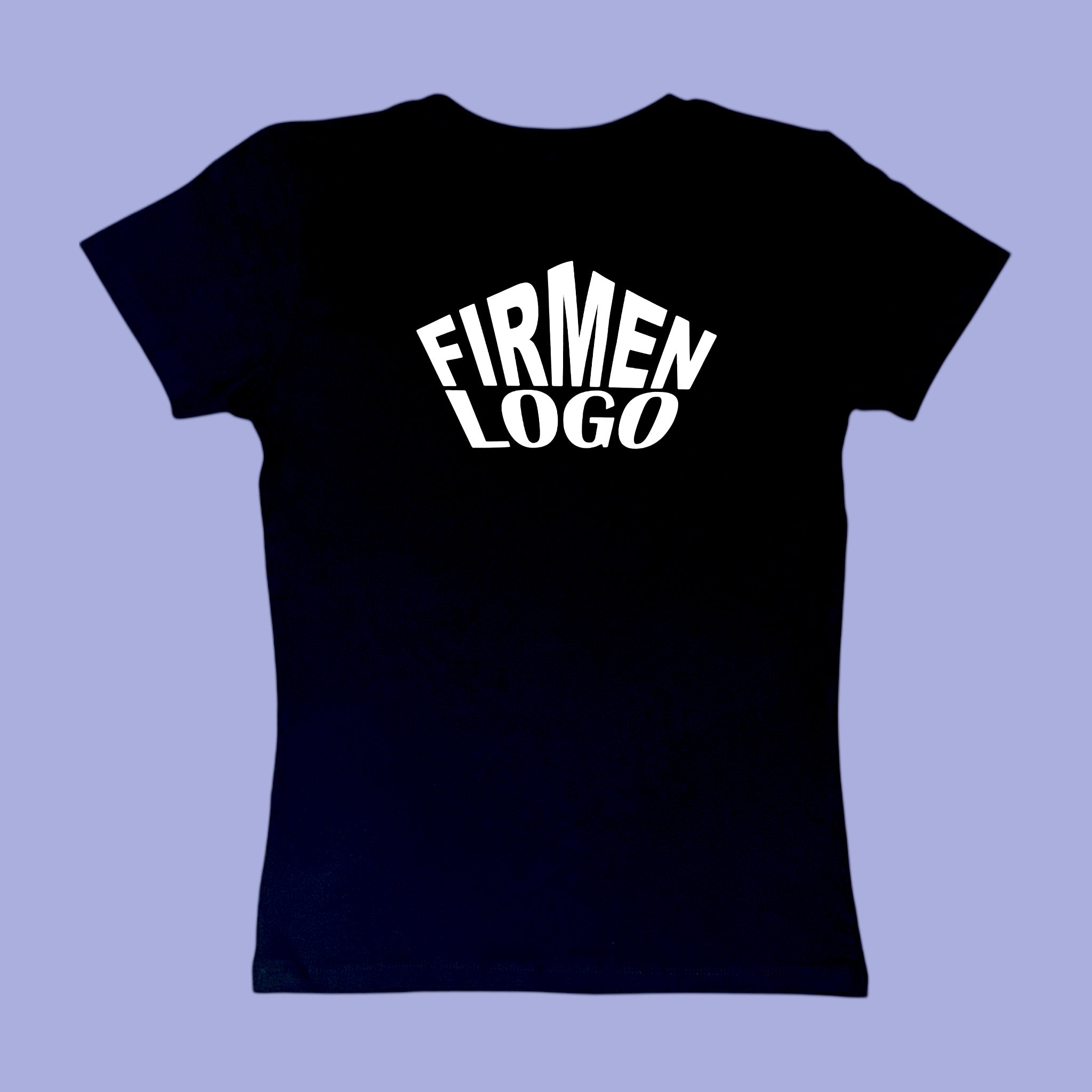 Schwarzes Damen T‑Shirt personalisiert mit Firmenlogo