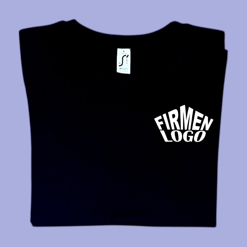 Schwarzes Damen T‑Shirt personalisiert mit Firmenlogo