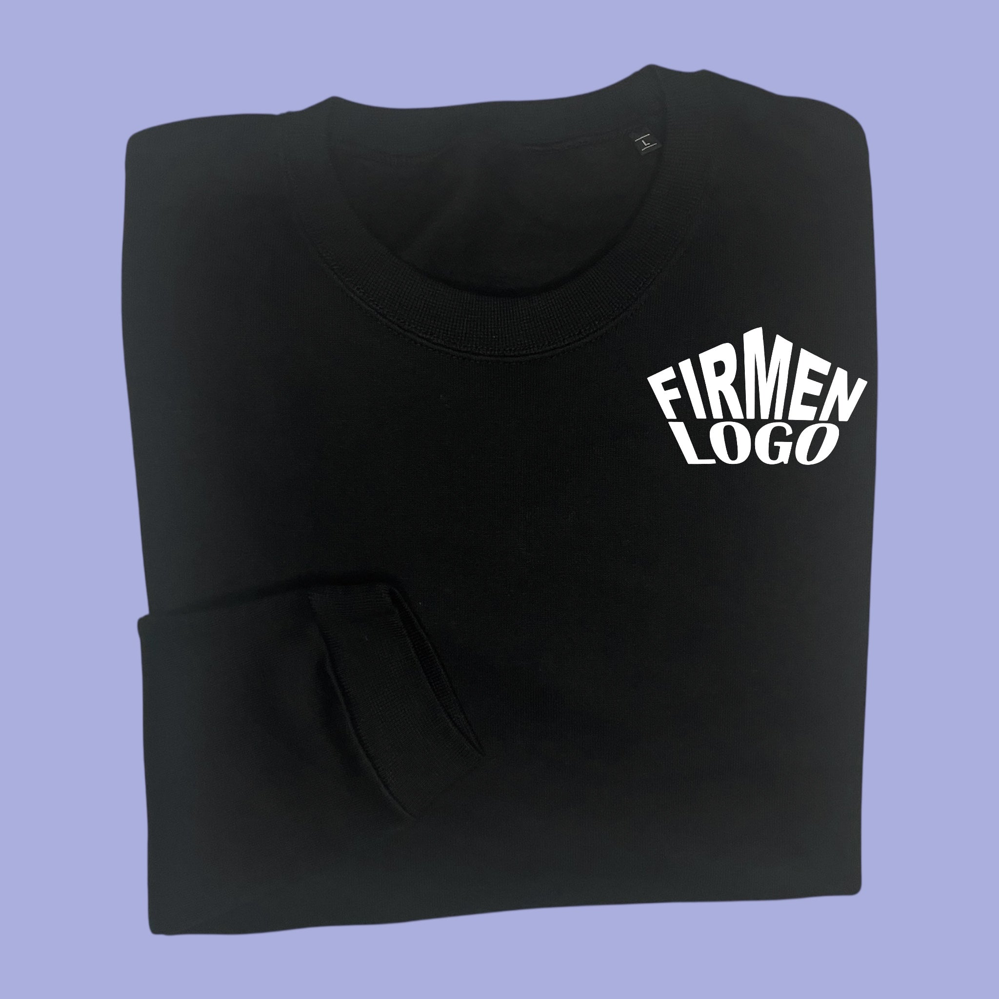 Schwarzer Unisex Firmen Pullover personalisiert mit Logo