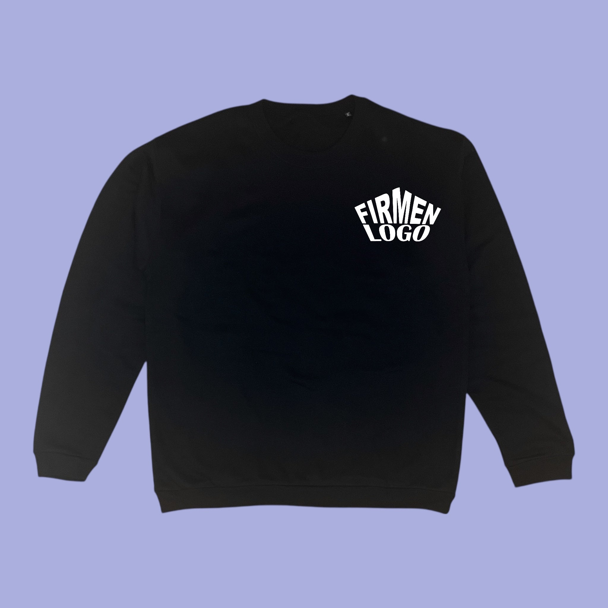 Schwarzer Unisex Firmen Pullover personalisiert mit Logo