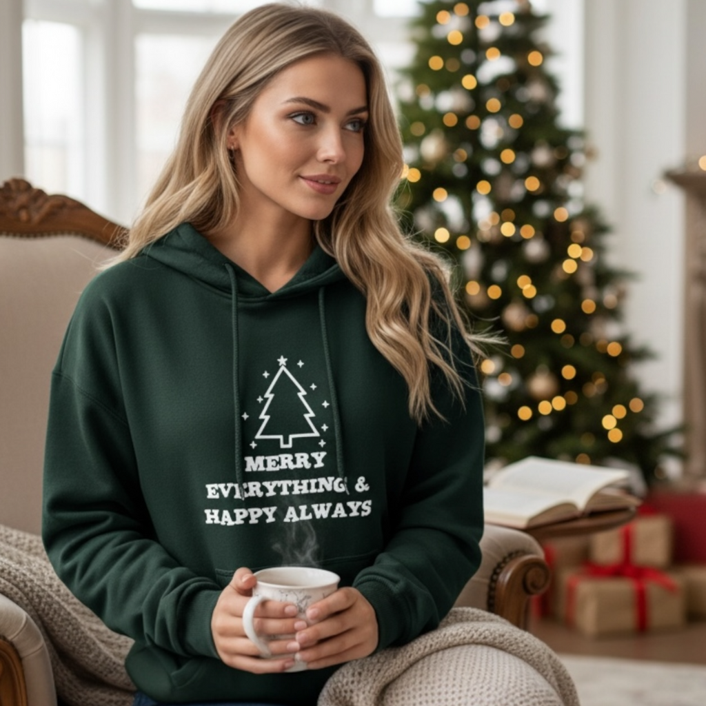 Unisex Kuschel Hoodie Weihnachten "Merry Everything & Happy Always"