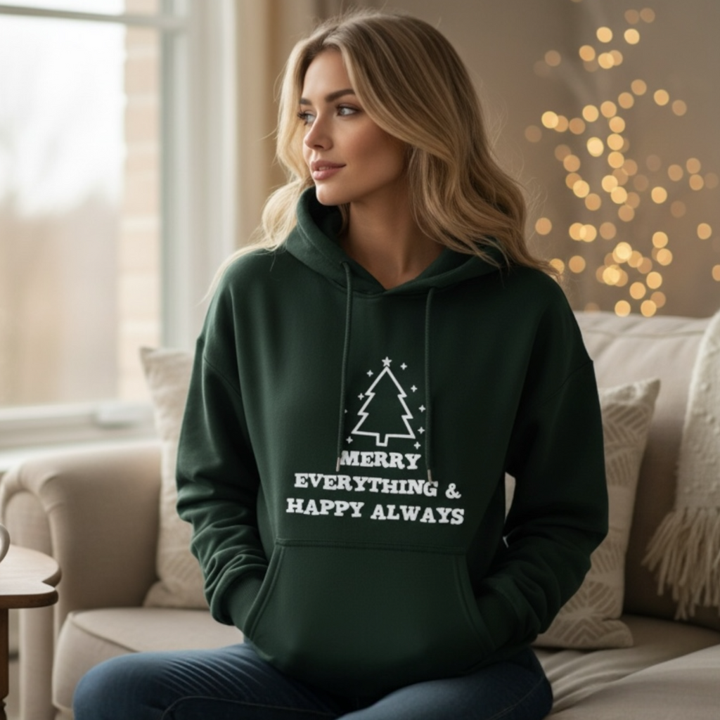 Unisex Kuschel Hoodie Weihnachten "Merry Everything & Happy Always"