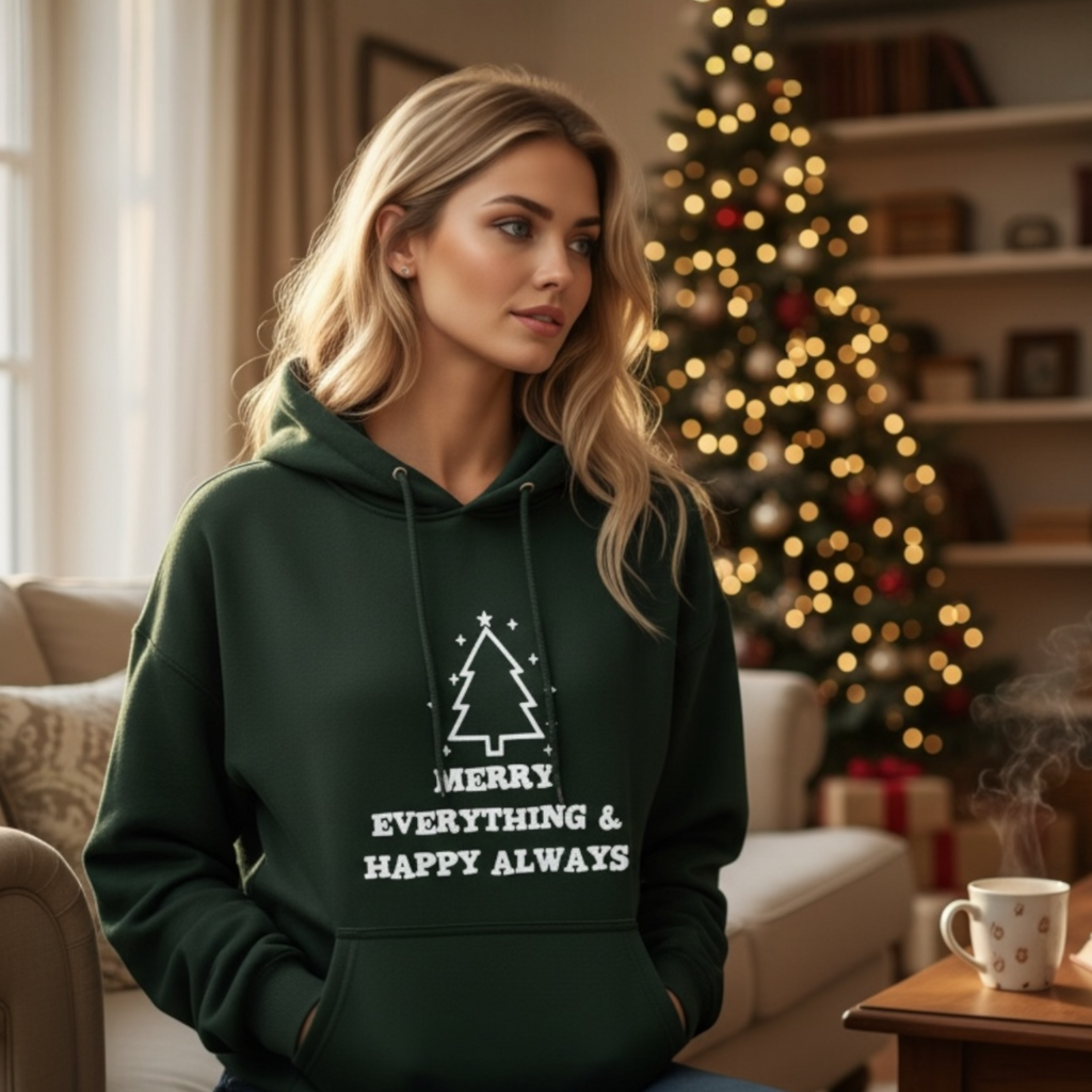Unisex Kuschel Hoodie Weihnachten "Merry Everything & Happy Always"