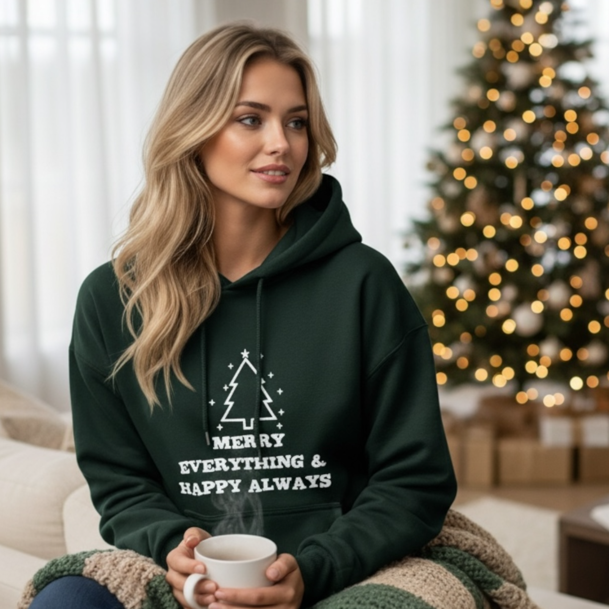 Unisex Kuschel Hoodie Weihnachten "Merry Everything & Happy Always"