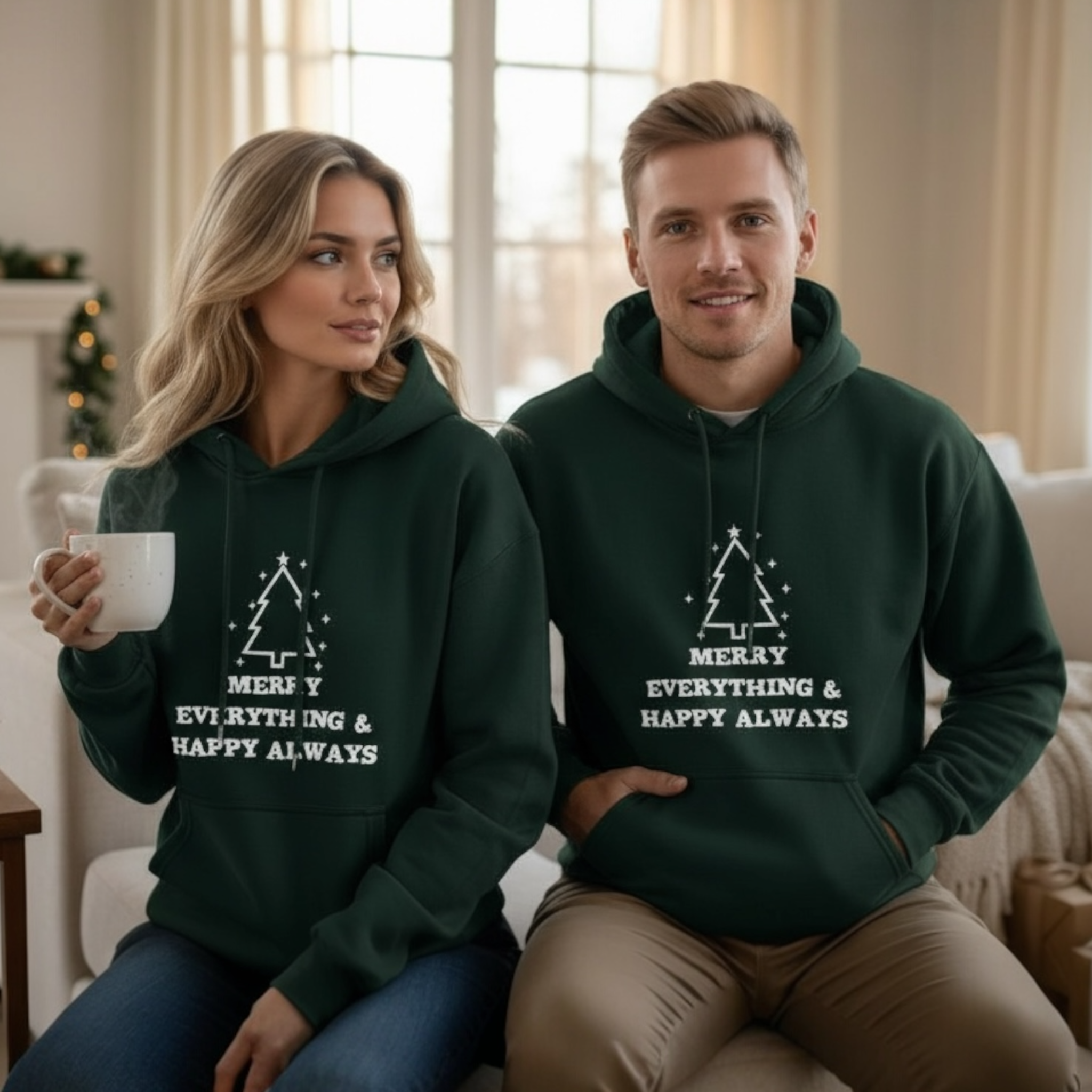 Unisex Kuschel Hoodie Weihnachten "Merry Everything & Happy Always"