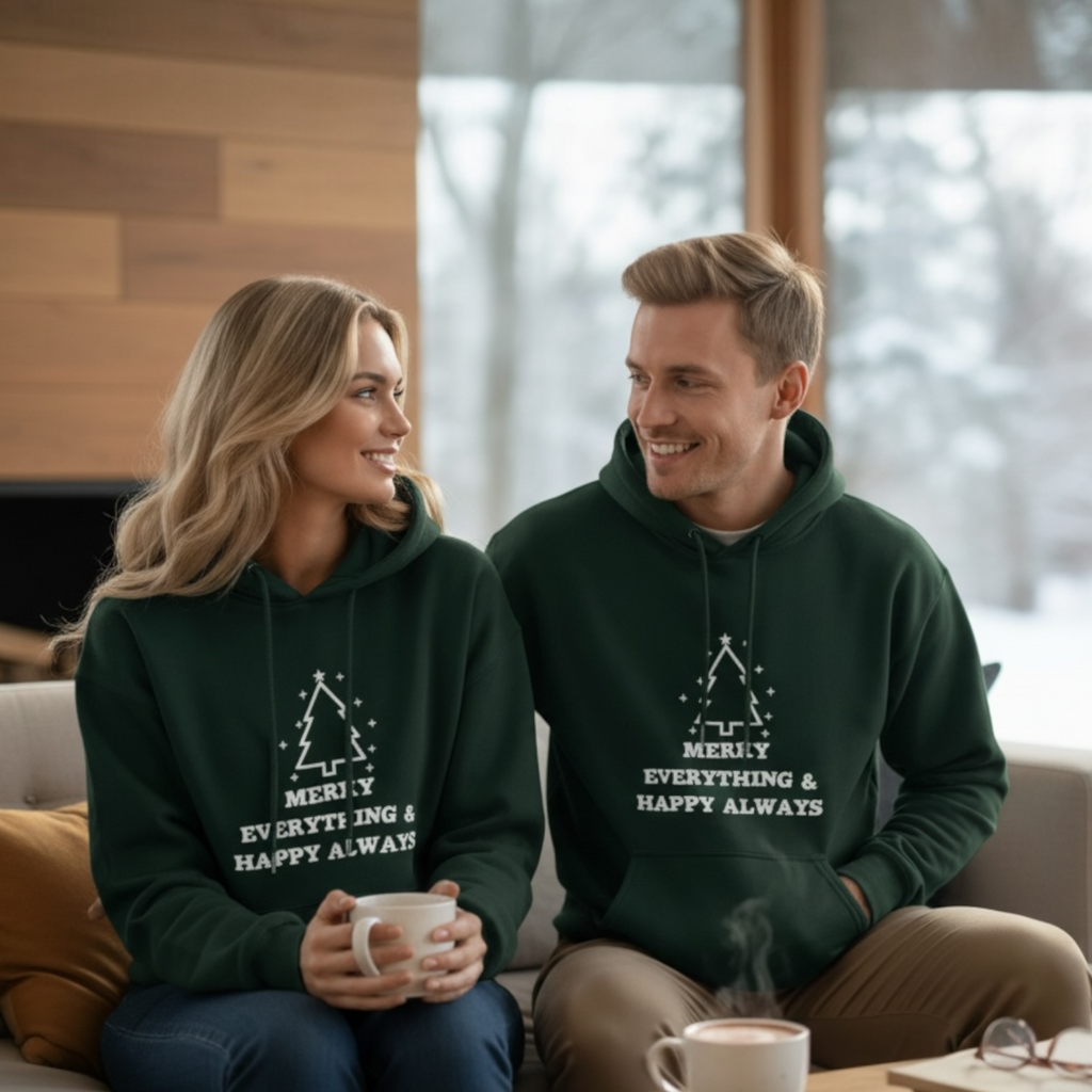 Unisex Kuschel Hoodie Weihnachten "Merry Everything & Happy Always"
