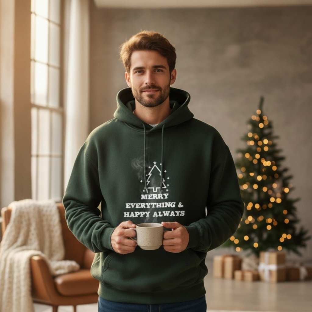 Unisex Kuschel Hoodie Weihnachten "Merry Everything & Happy Always"