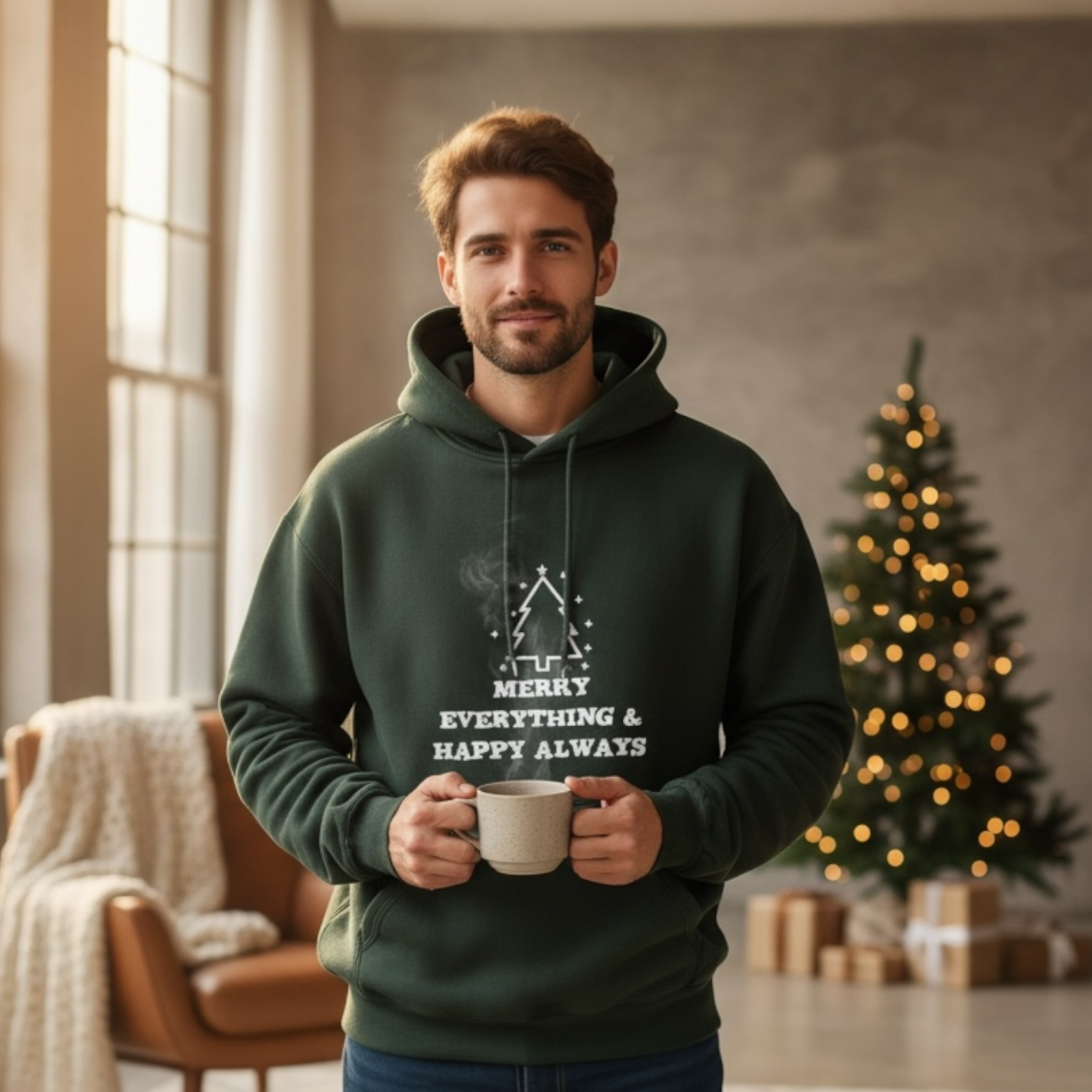 Unisex Kuschel Hoodie Weihnachten "Merry Everything & Happy Always"