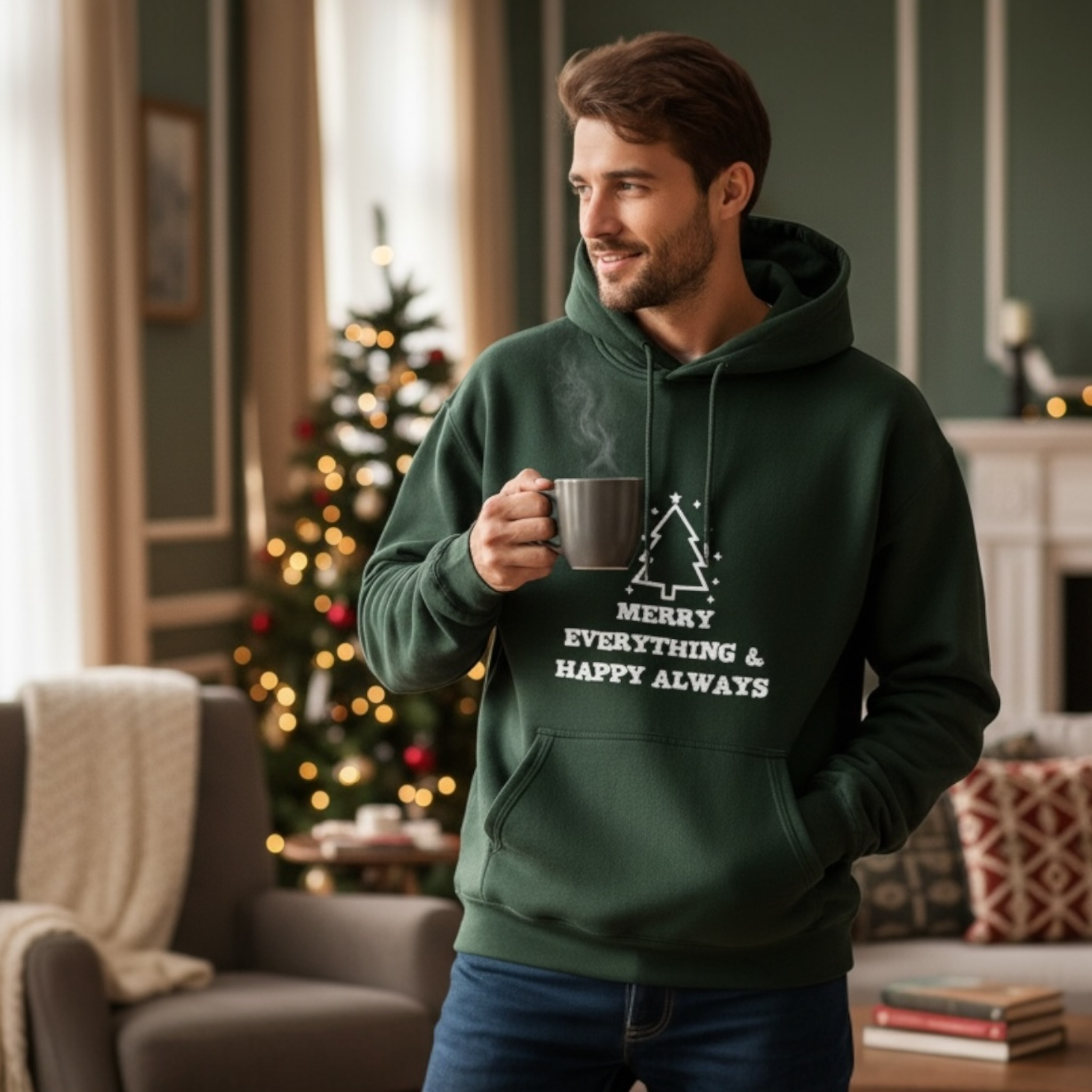 Unisex Kuschel Hoodie Weihnachten "Merry Everything & Happy Always"