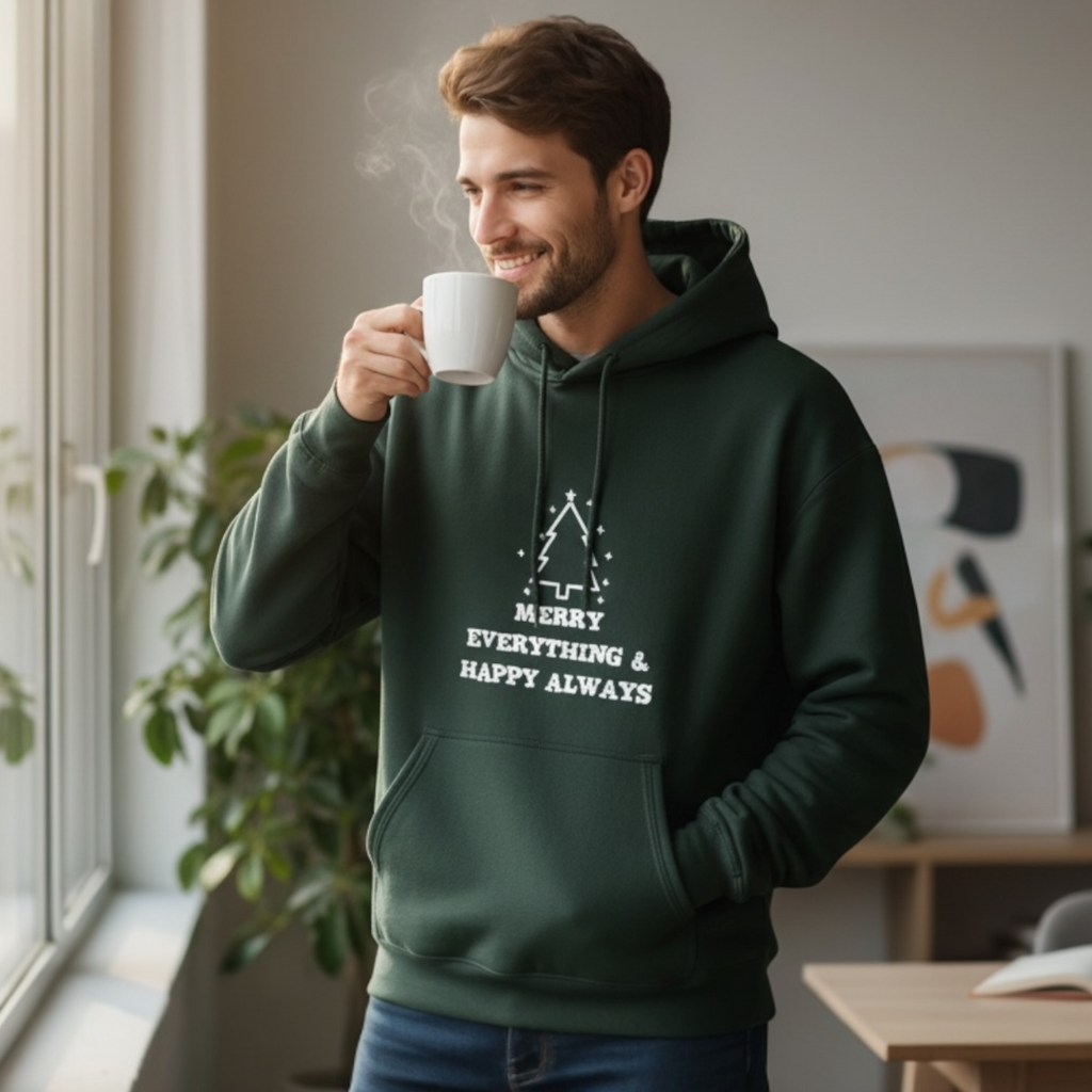 Unisex Kuschel Hoodie Weihnachten "Merry Everything & Happy Always"