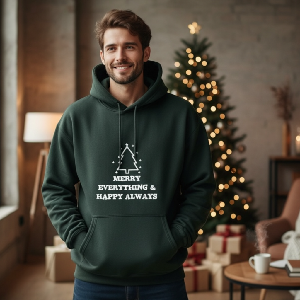 Unisex Kuschel Hoodie Weihnachten "Merry Everything & Happy Always"