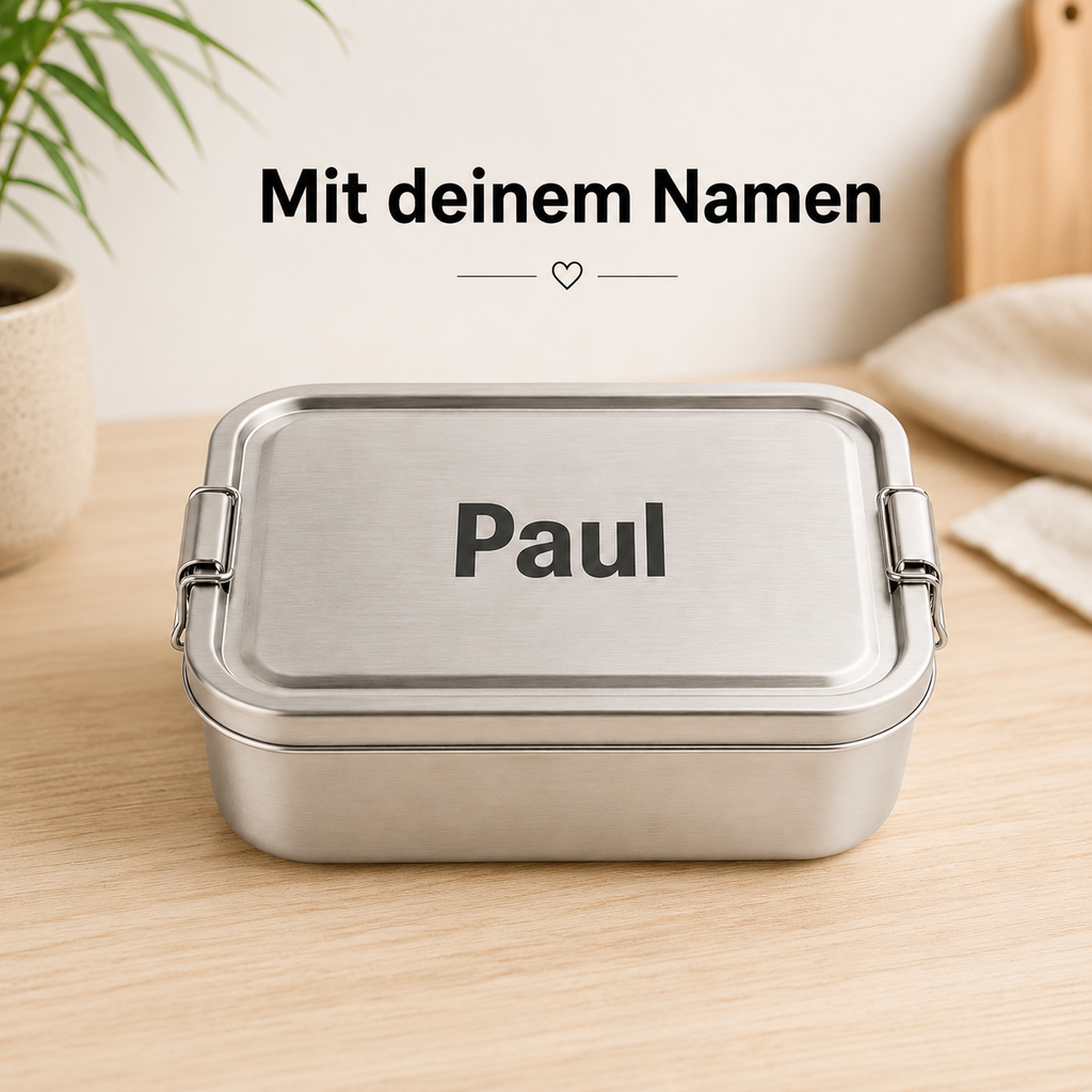 Edelstahl Brotdose mit Namen personalisiert