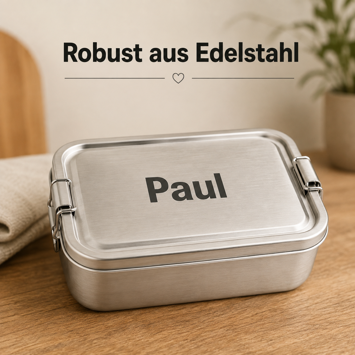 Edelstahl Brotdose mit Namen personalisiert
