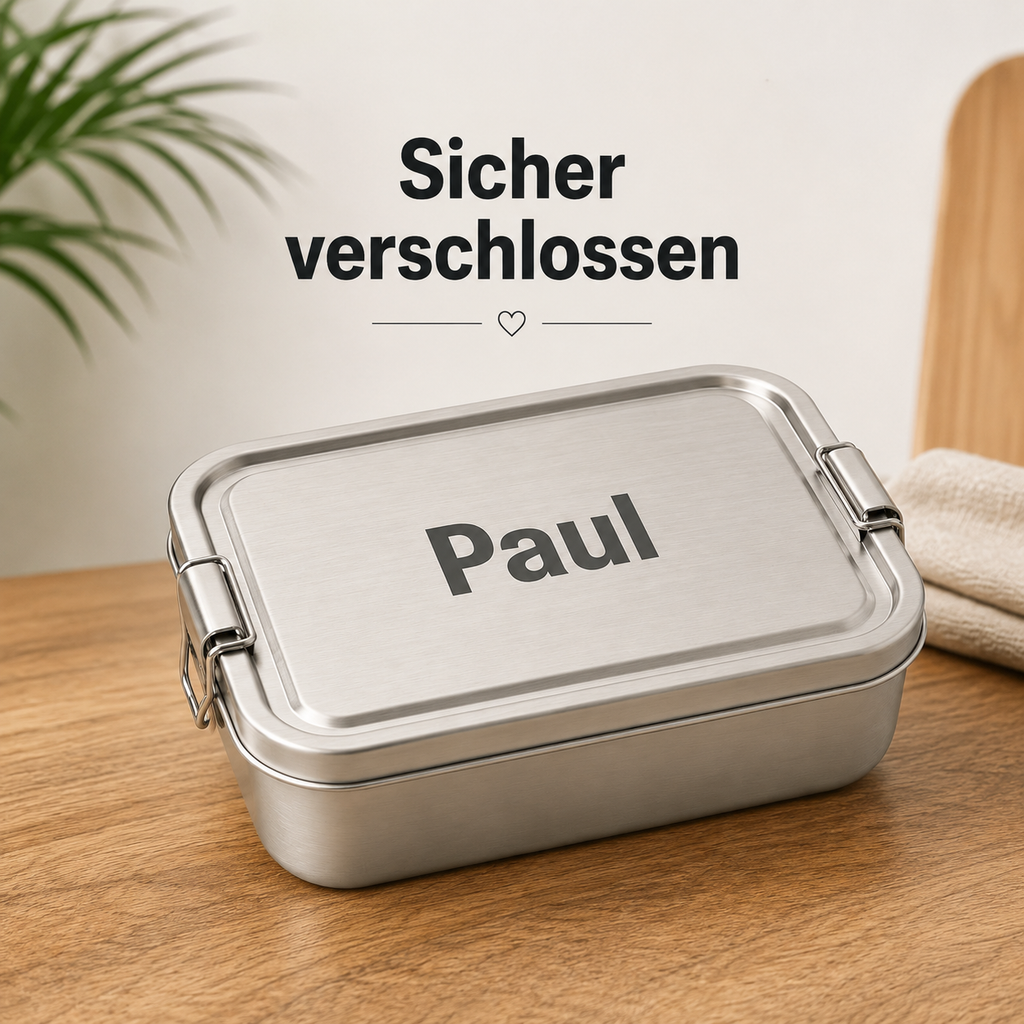 Edelstahl Brotdose mit Namen personalisiert