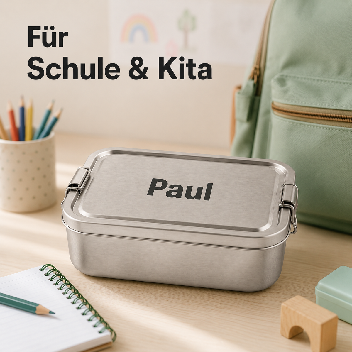 Edelstahl Brotdose mit Namen personalisiert