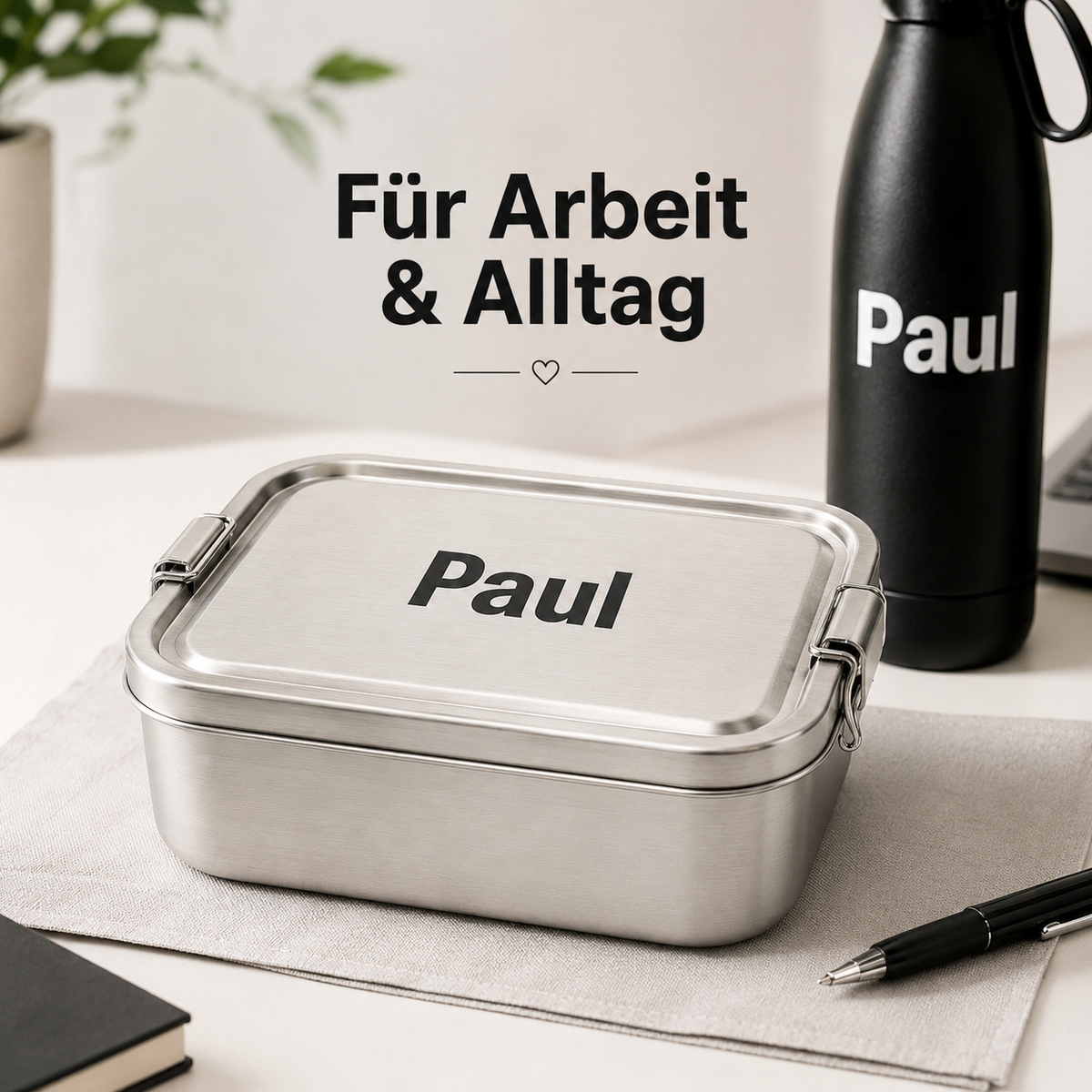Edelstahl Brotdose mit Namen personalisiert