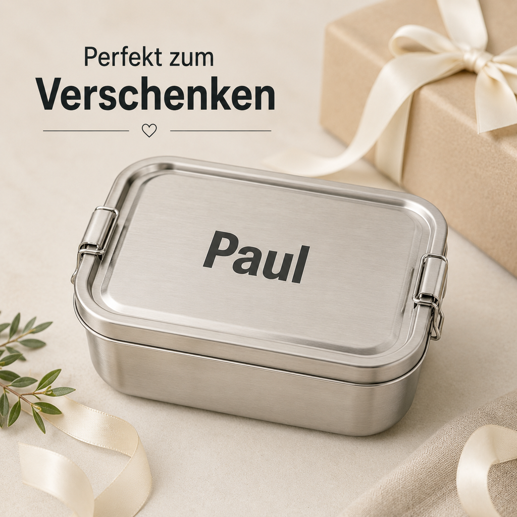 Edelstahl Brotdose mit Namen personalisiert