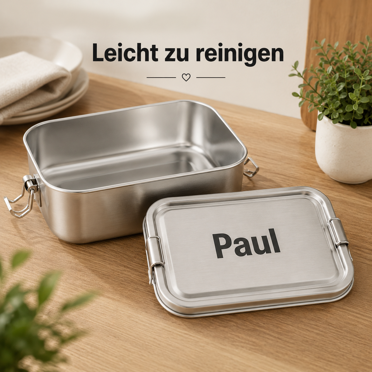 Edelstahl Brotdose mit Namen personalisiert