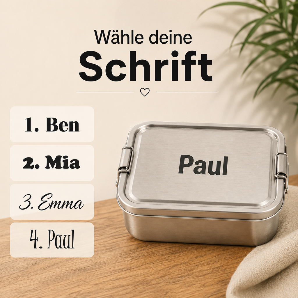 Edelstahl Brotdose mit Namen personalisiert