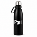 Schwarze Personalisierte Trinkflasche 700ml  mit Namen aus Edelstahl
