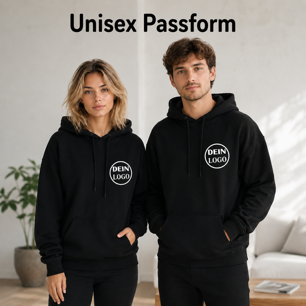 Schwarzer Unisex Hoodie personalisiert mit Vereinslogo