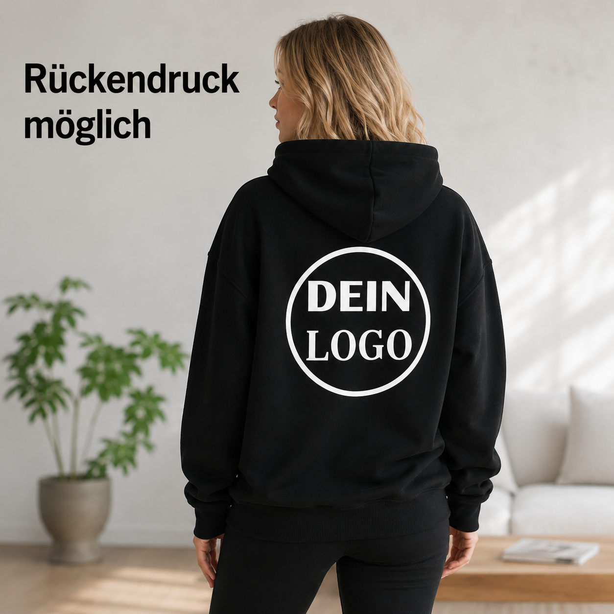 Schwarzer Unisex Hoodie personalisiert mit Vereinslogo