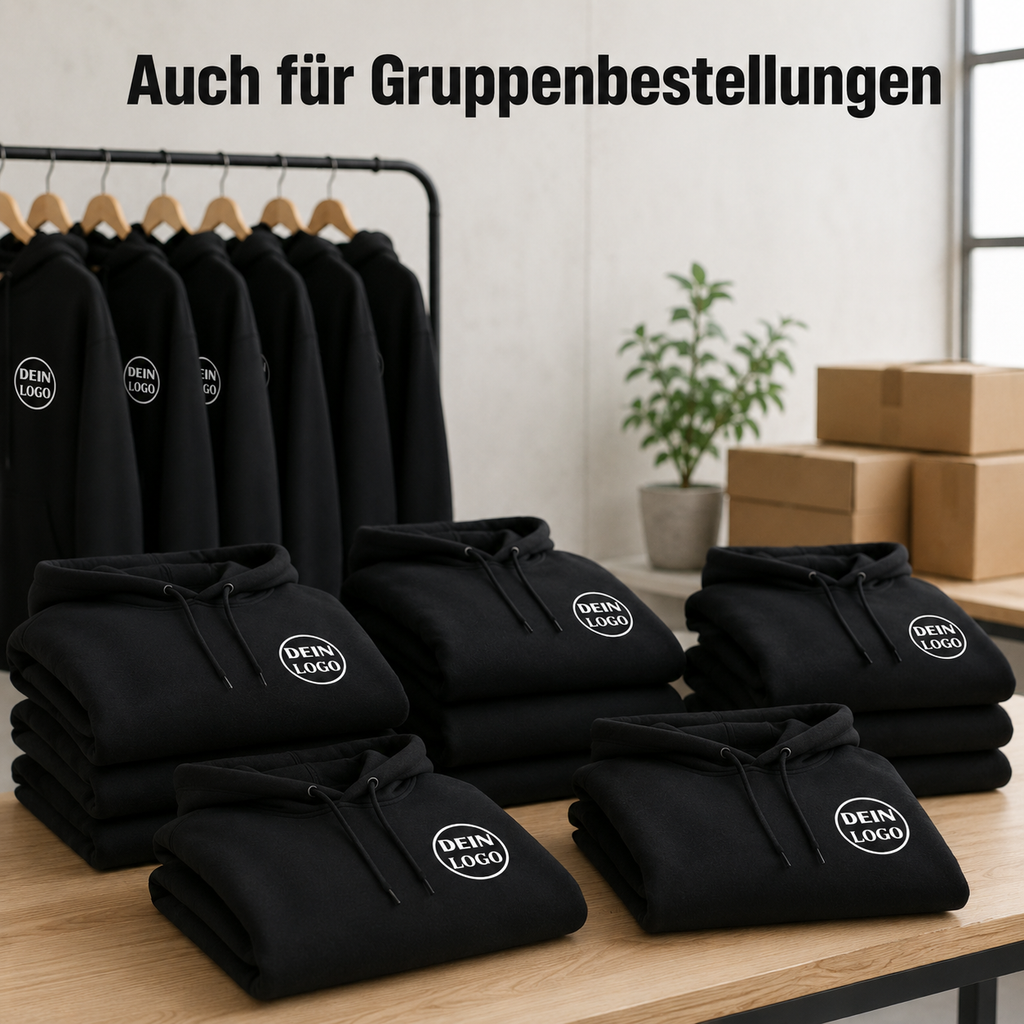 Schwarzer Unisex Hoodie personalisiert mit Vereinslogo