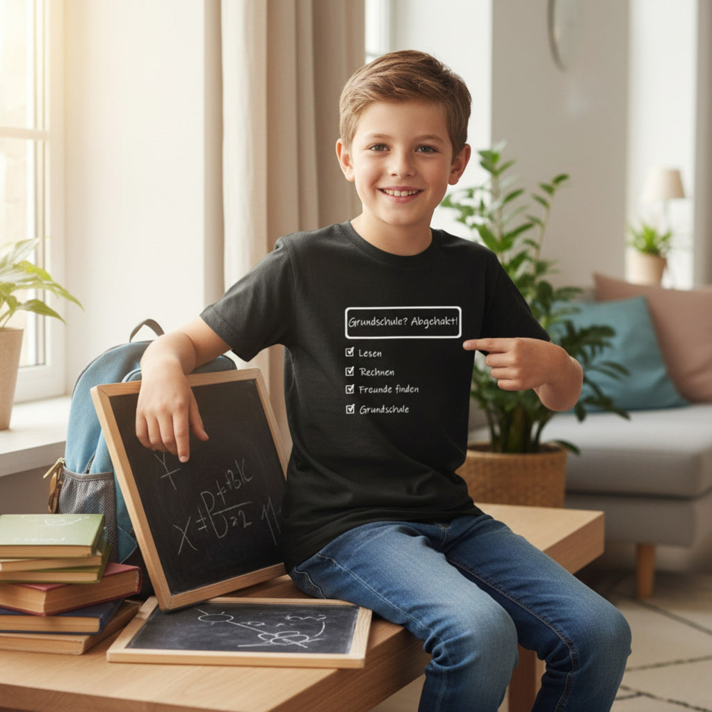 Grundschulabschluss T-Shirt „Grundschule? Abgehakt!“