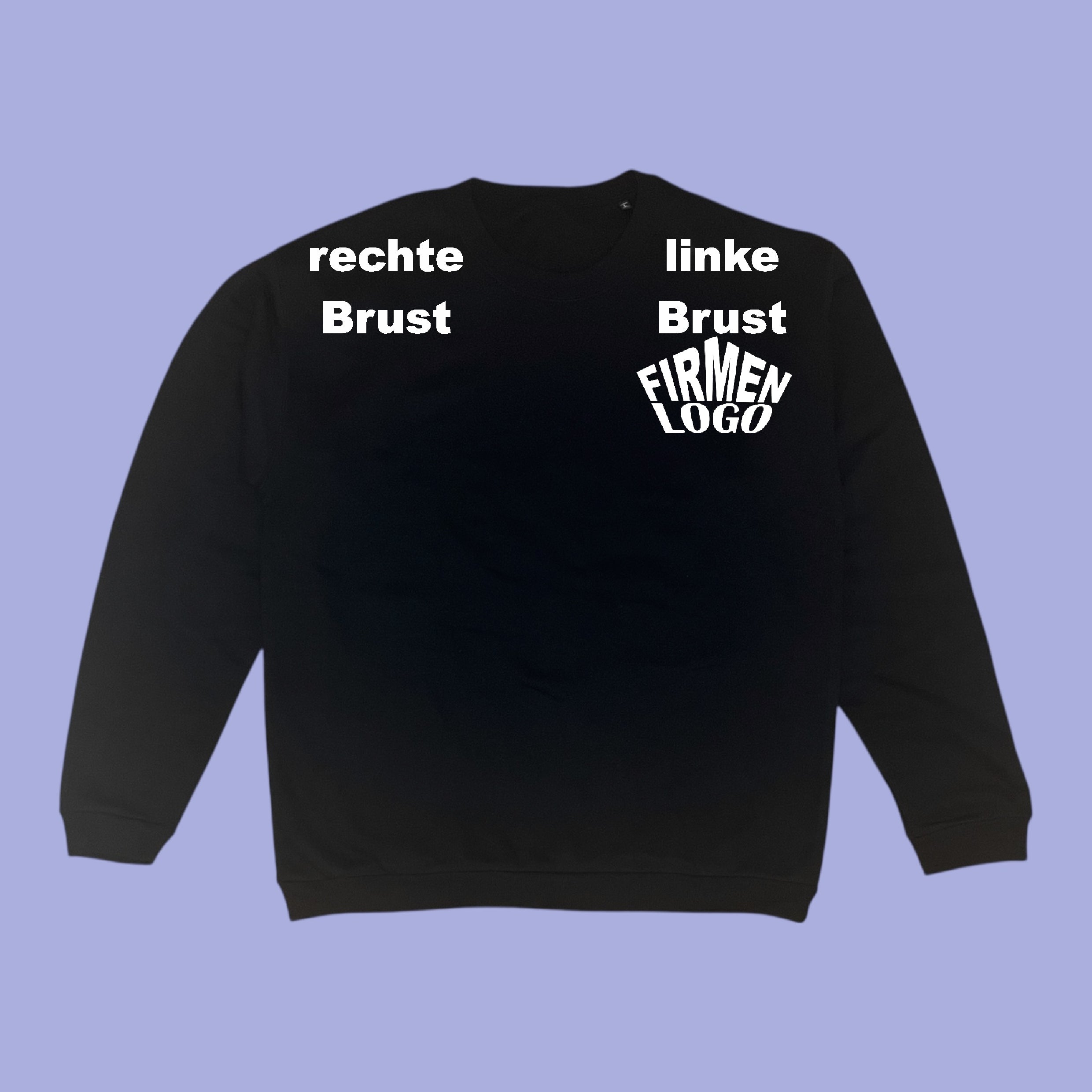Schwarzer Unisex Firmen Pullover personalisiert mit Logo