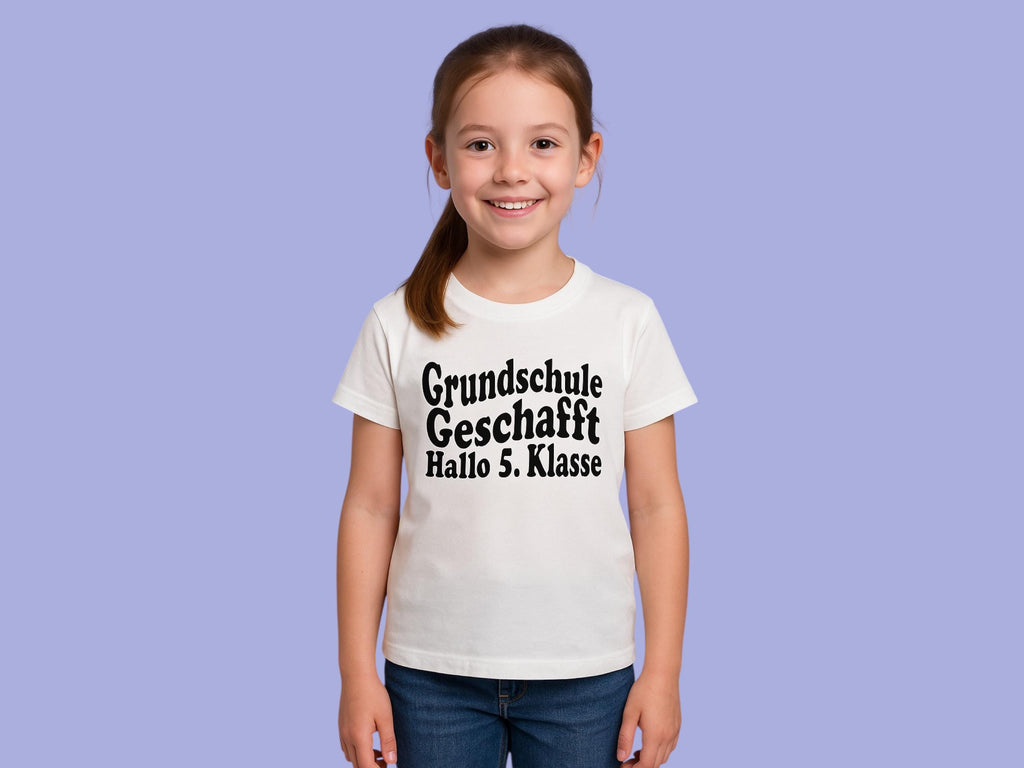 Grundschulabschluss T-Shirt „Grundschule geschafft Hallo 5. Klasse“