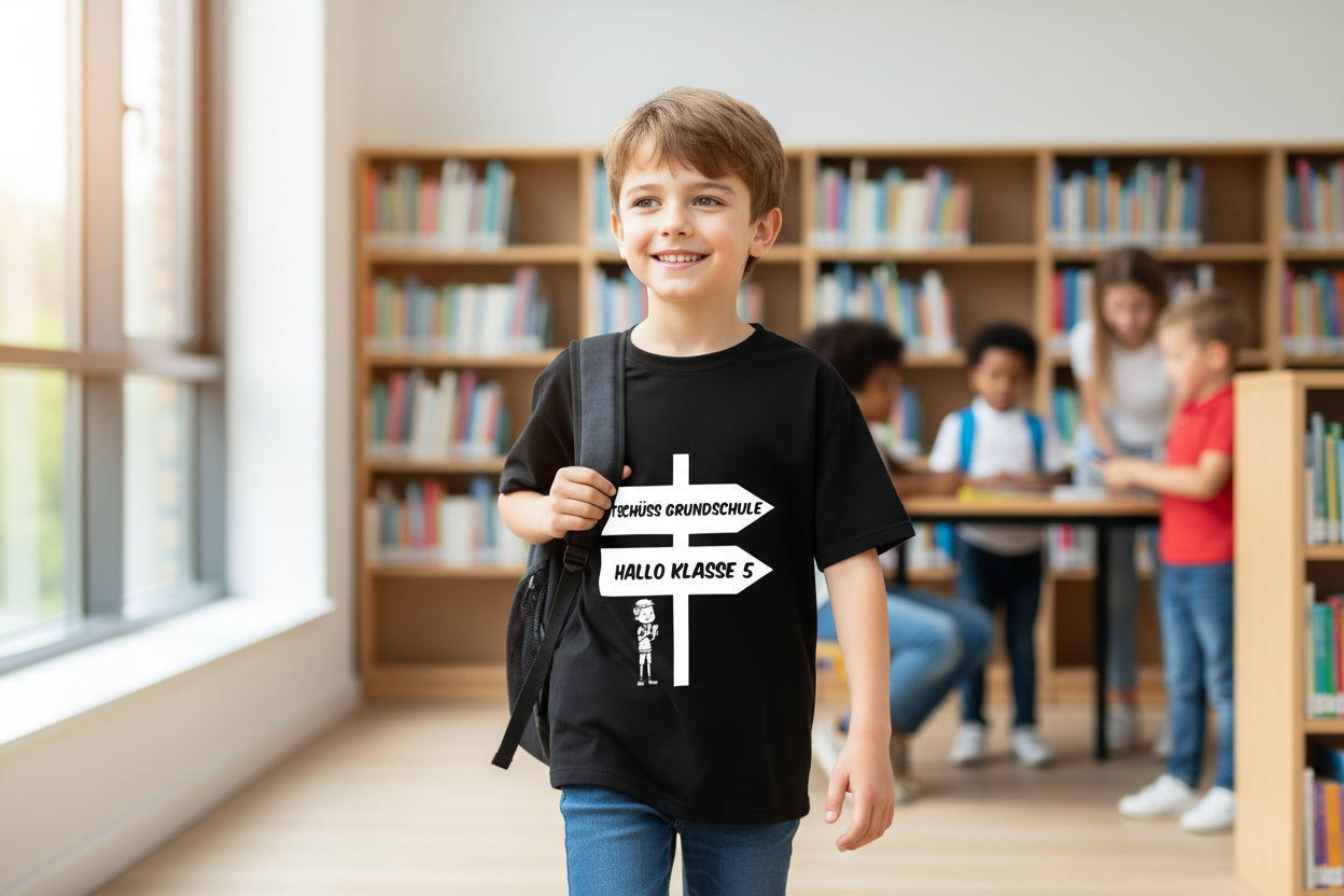 Grundschulabschluss T-Shirt „Tschüss Grundschule Hallo Klasse 5“