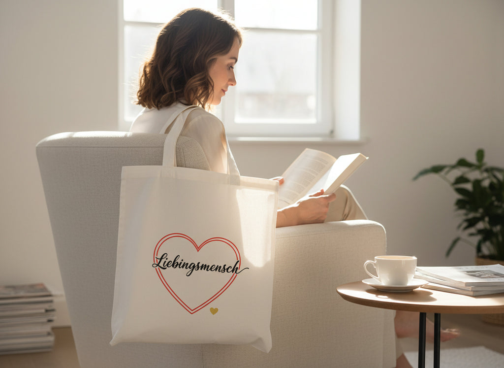 Jutebeutel Lieblingsmensch  mit Herz Design