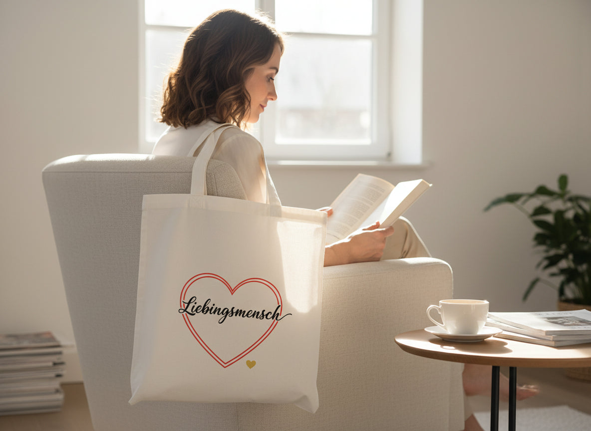 Jutebeutel Lieblingsmensch  mit Herz Design
