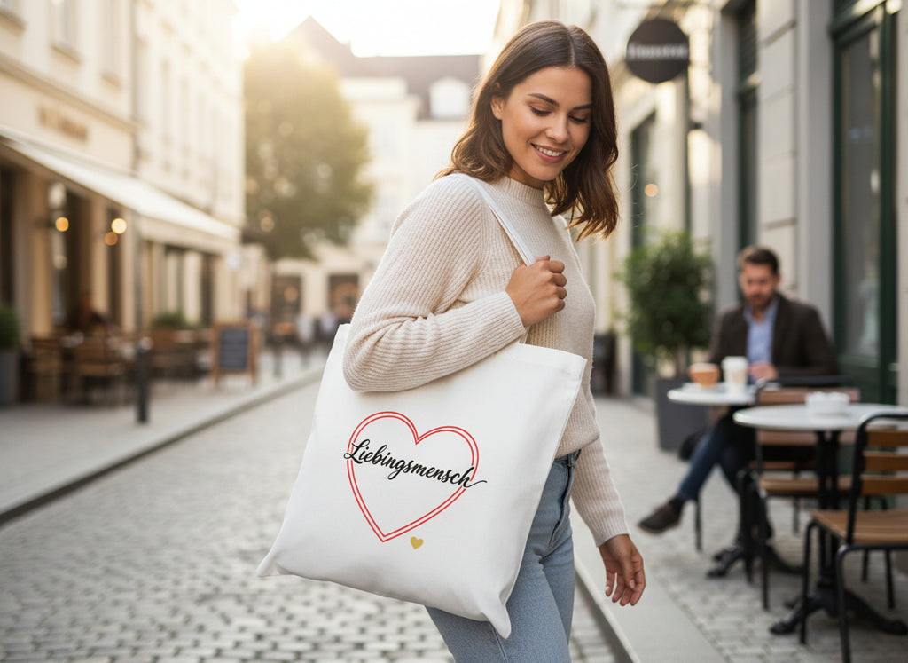 Jutebeutel Lieblingsmensch  mit Herz Design