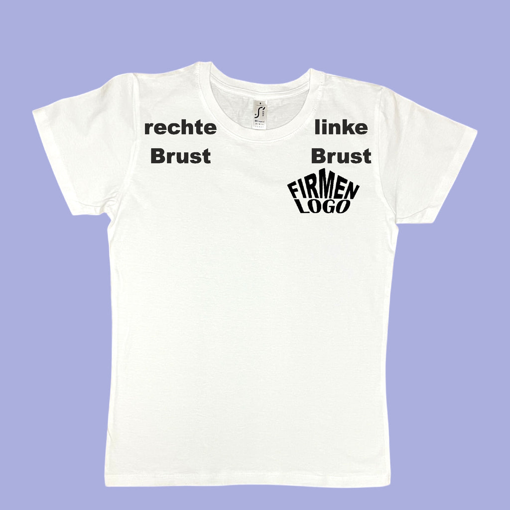 Weißes Damen T-Shirt personalisiert mit Firmenlogo