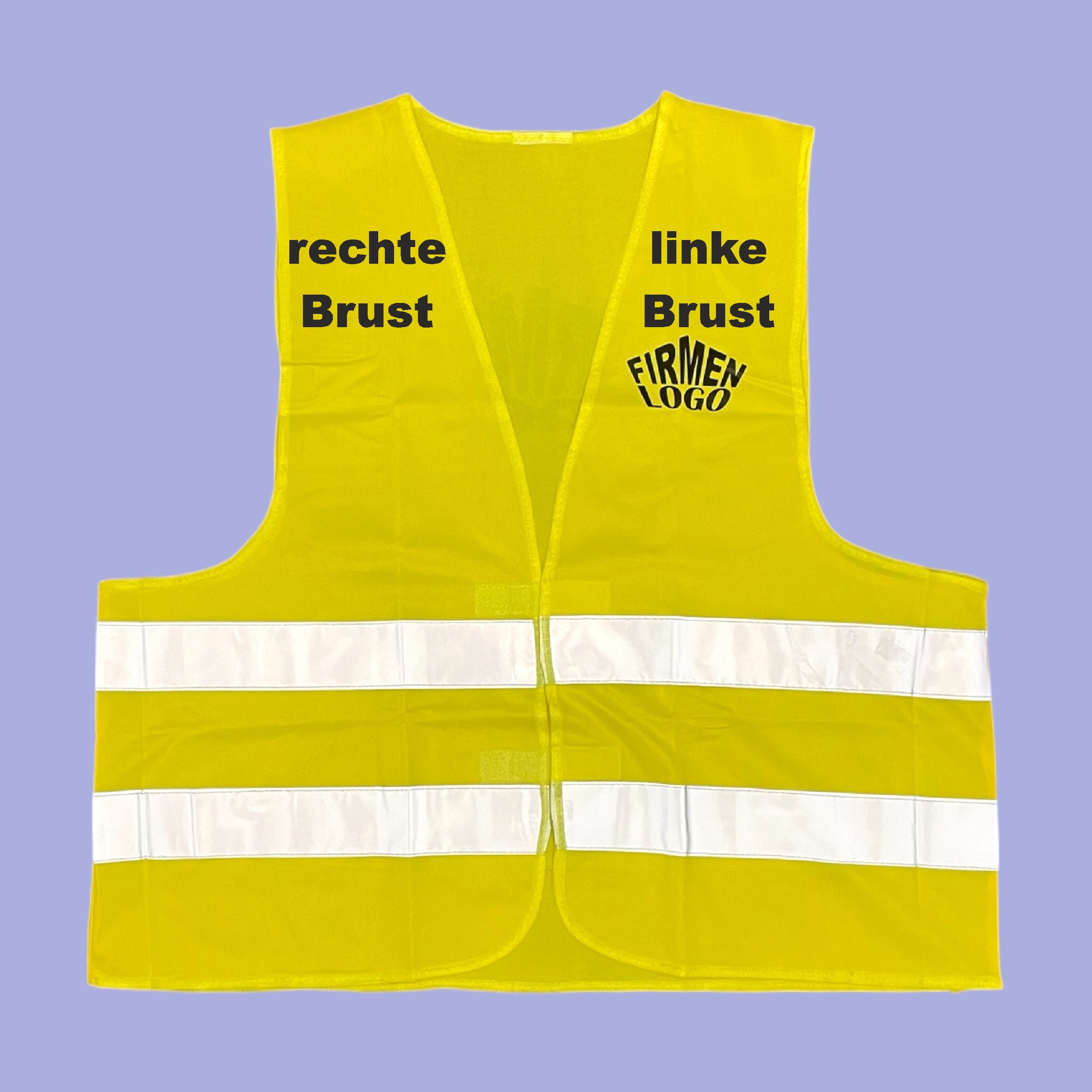 Bedruckte Warnweste  für Erwachsene in 4 Farben – mit Firmenlogo