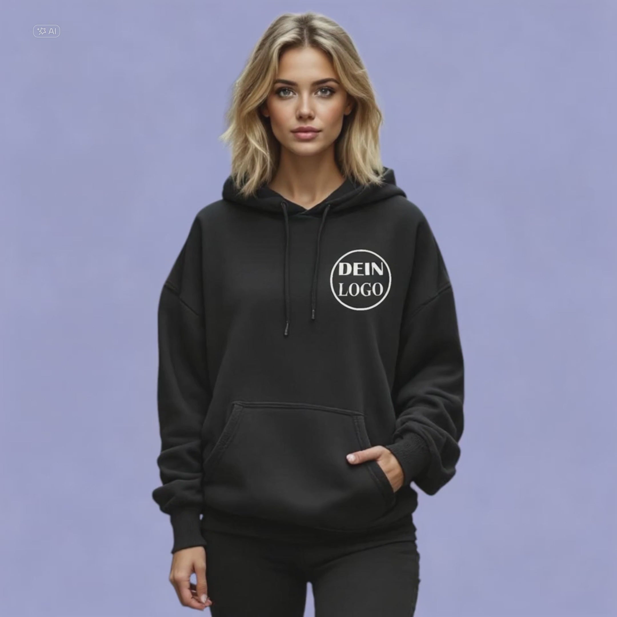 Schwarzer Unisex Hoodie personalisiert mit Vereinslogo