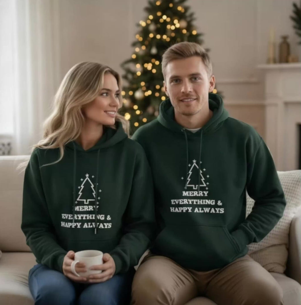 Unisex Kuschel Hoodie Weihnachten "Merry Everything & Happy Always"