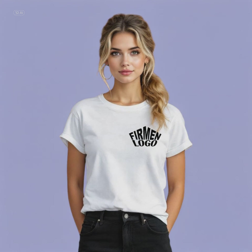 Weißes Damen T-Shirt personalisiert mit Firmenlogo